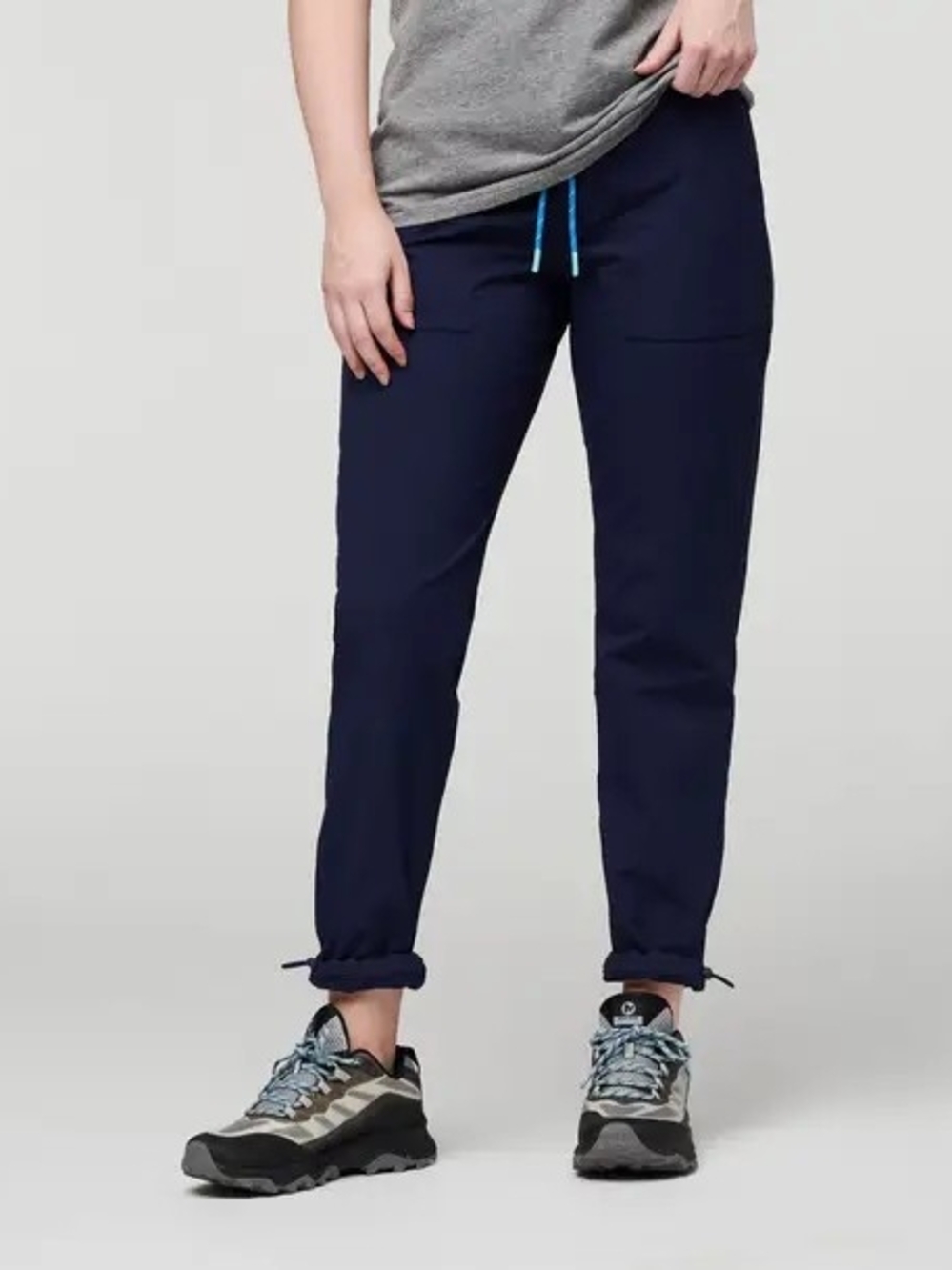 Navy Drawstring Jogger Pants with Blue Accent